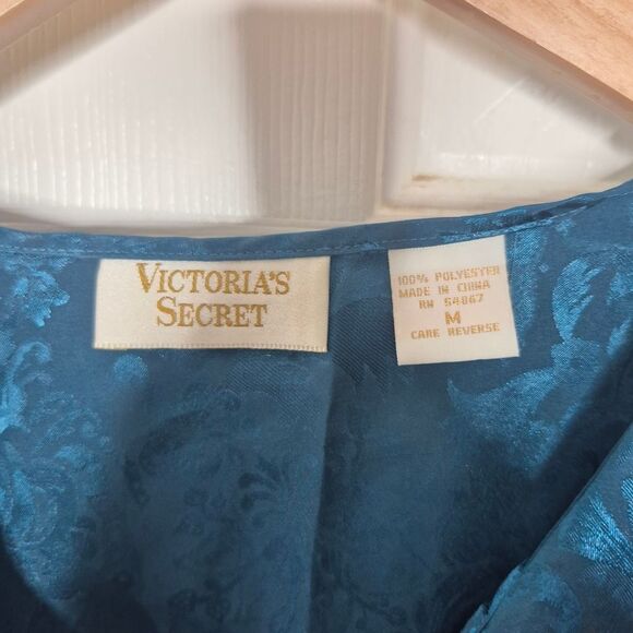Victoria's Secret Vintage 90s Teal Floral Pajama Top Grandmacore Size Medium - Picture 3 of 3